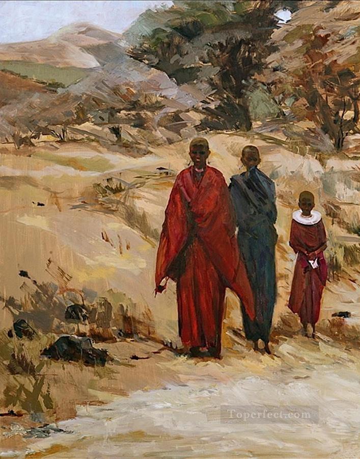 trois moines Impressionniste de l’Afrique Peintures à l'huile